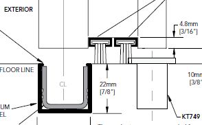 floor channel for exterior folding door
